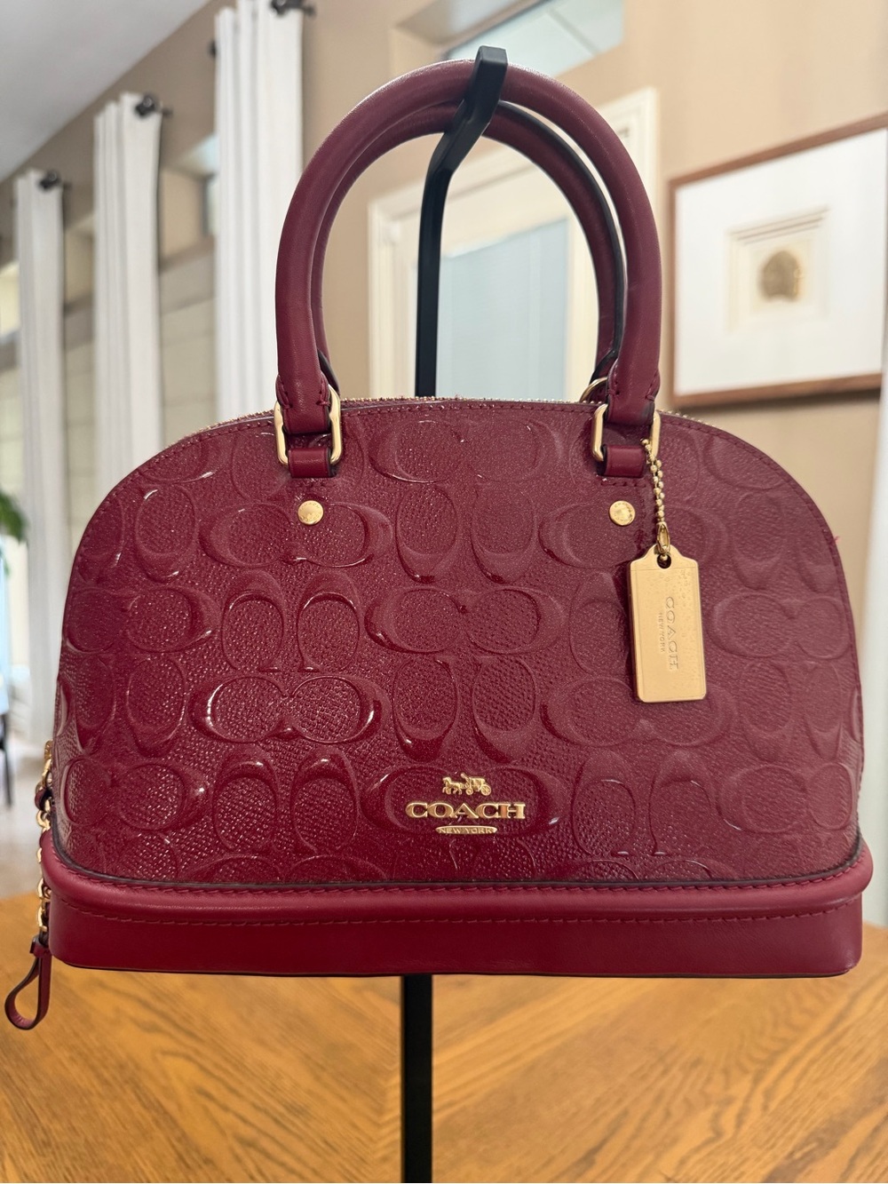 EUC COACH Sierra Cherry Signature Dome Satchel with Gold Hardware